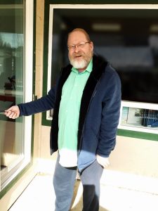 McCleary Timberland Library patron Steve W. tries out his new key fob for expanded access hours 