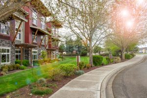 sidewalk outside the Prairie Hotel in Yelm