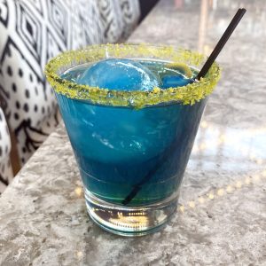 blue Pandora's fruit cocktail from Uptown Lounge