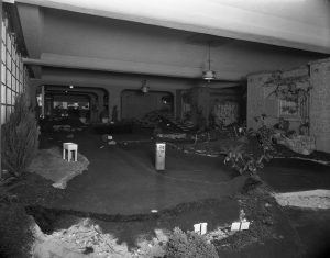 The Palm Grove mini-golf course, black and white photo 