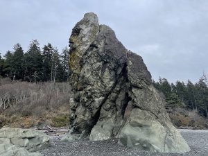 Giant rock called Gorilla Rock at Ruby Beach