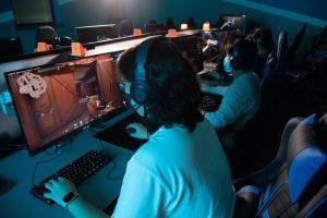 eSport students at SPSCC sitting in a room on computers