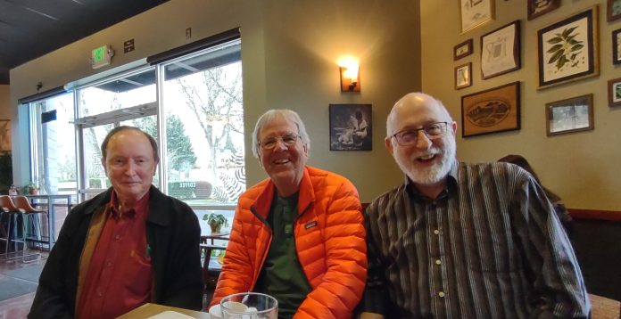 Thurston county history writers group Dick-Pust-Dave-Nicandri-Ken-Balsley-Frog-and-Fern-Lacey From left: Dick Pust, Dave Nicandri, Ken Balsley.