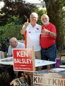 Dave Nicandri, left. Ken Balsley, right, at a campaign rally