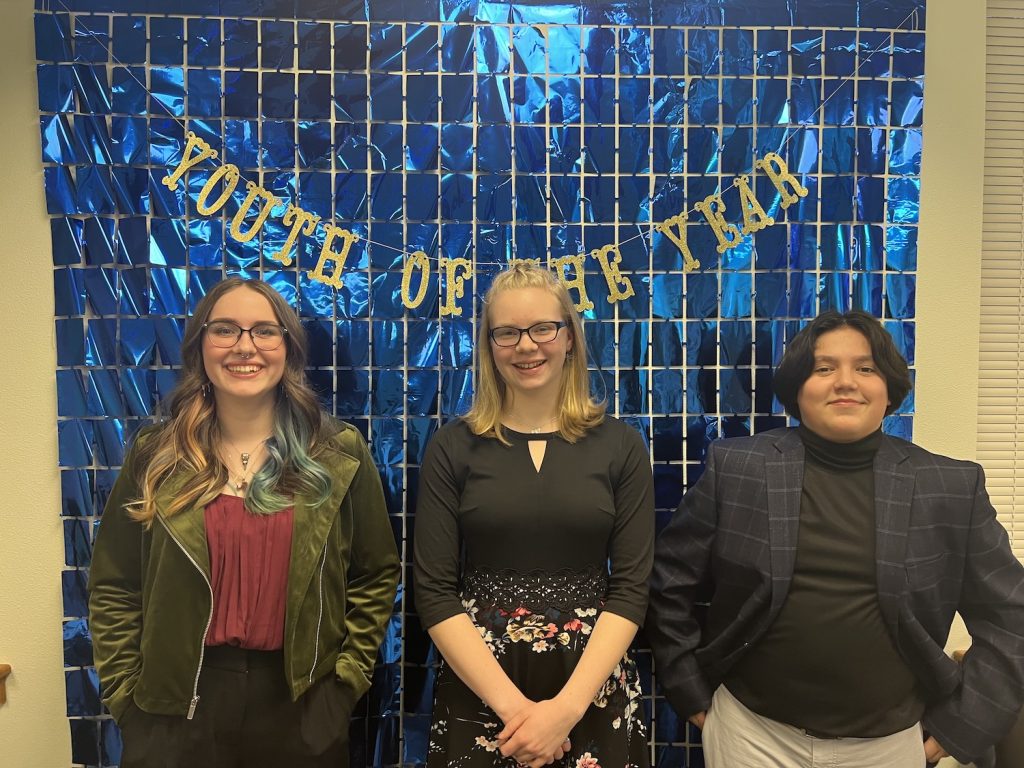 2023 Youth of the Year finalists from left: Hadley Hughes, Lilly Wilson and Zackaeus Trevino. 