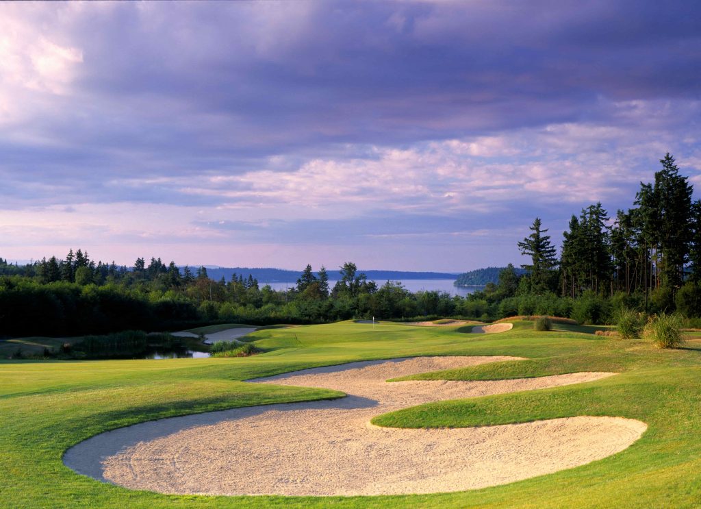 Golf course with sand and grass at Hawks Prairie