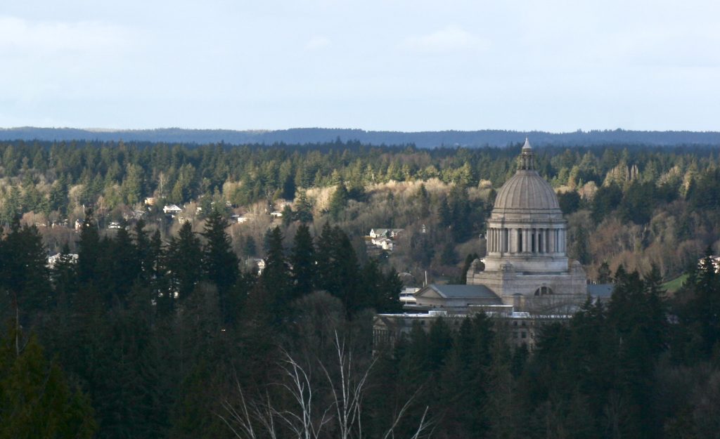 view of the capitol building from Tumwater Hill