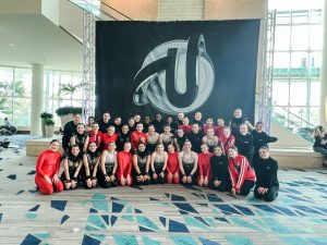 Olympia and Capital high schools' dance teams group photo at Nationals