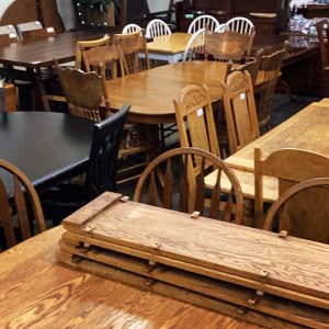 wood dining room tables and chairs at South Sound Furniture in Olympia