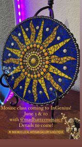 Mosaic Sun Mandala 2-class Series @ InGenius! Local Artisan Gallery & Boutique