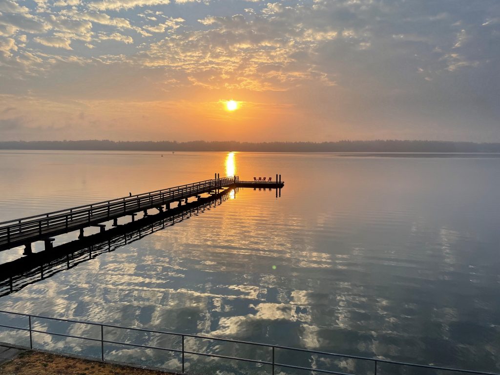 Olympia Country and Golf Club's dock at sunset