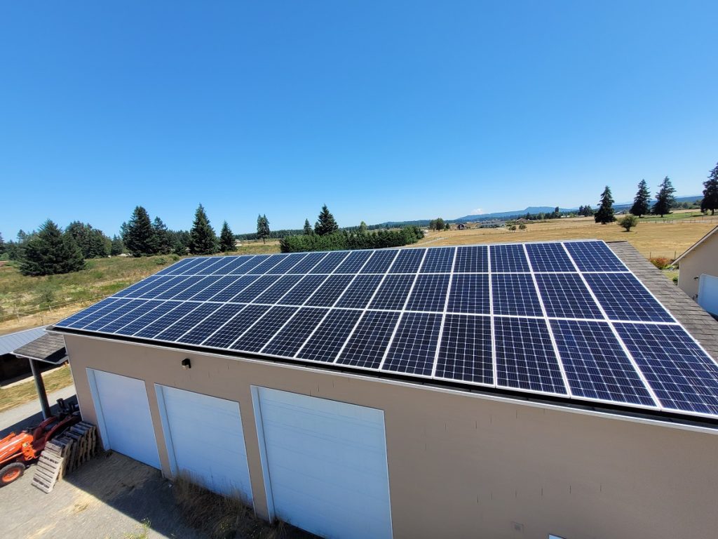 solar panels on a long tan building