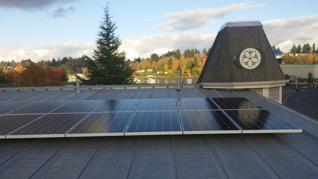 solar panels on a building roof