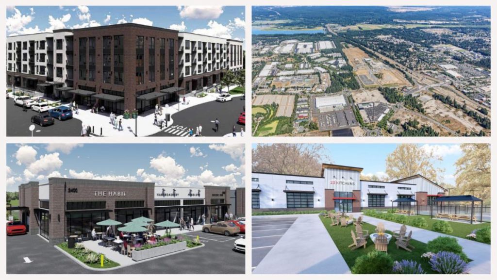 A four-photo collage of the Hogum Bay Town Center