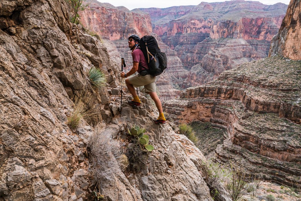 Kevin Fedarko hiking up the side of the Grand Canyon