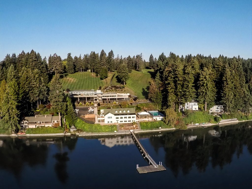 The Olympia Country and Golf Club course from above the puget sound