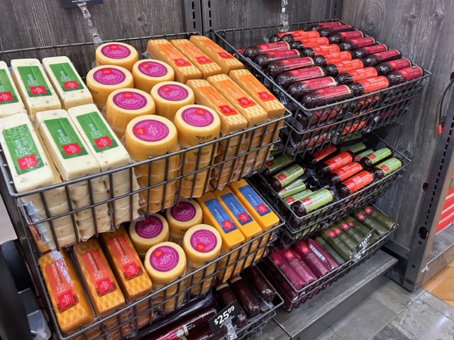 Hickory Farm display of cheese and sausage