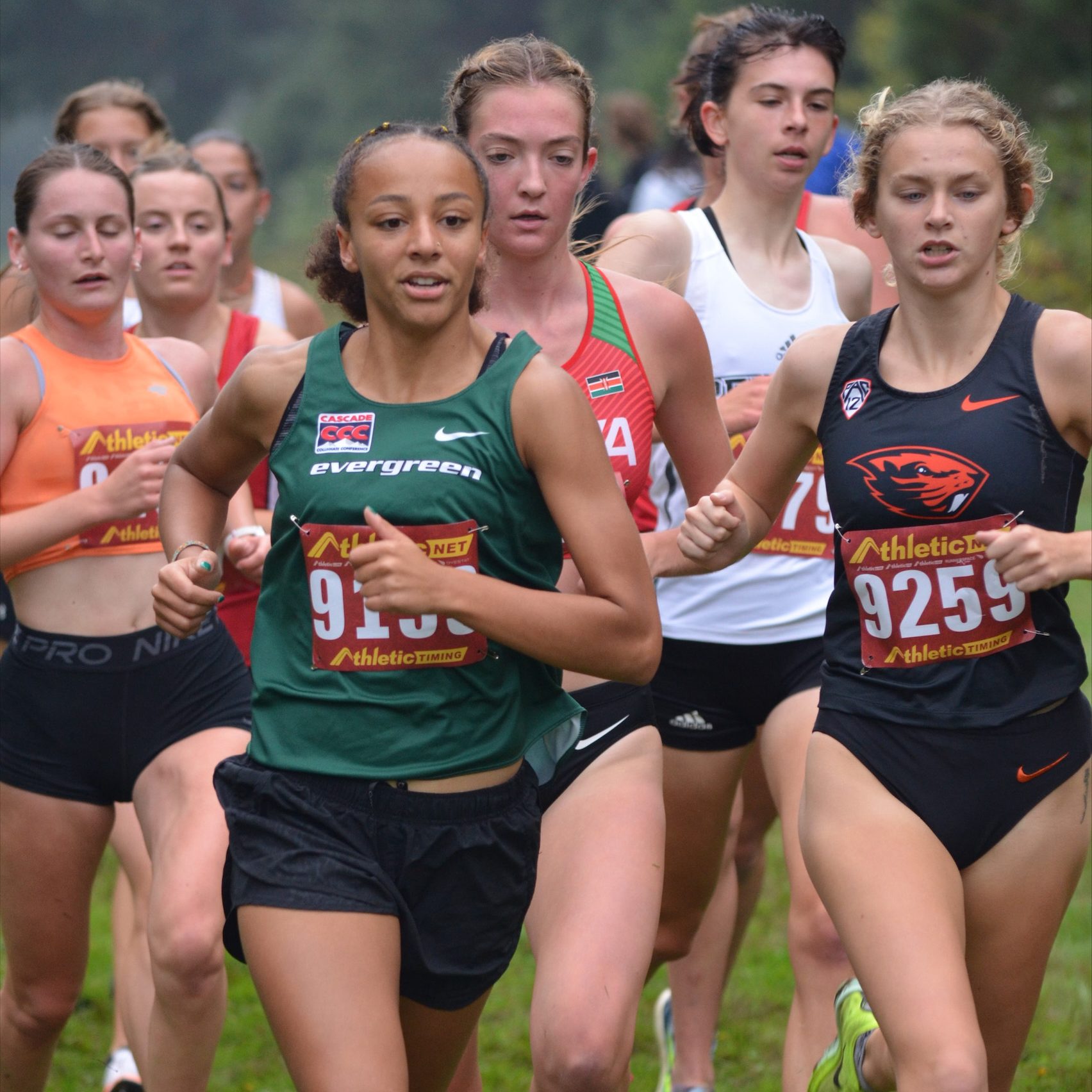 group of Evergreen women running for cross country