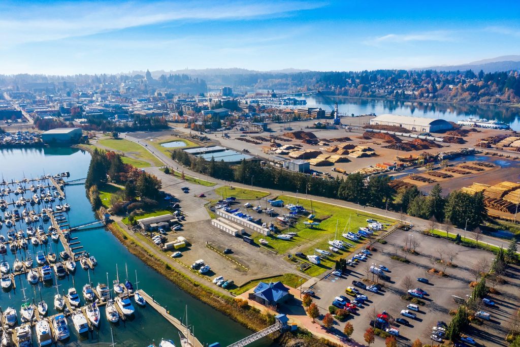 Aerial view of Port of Olympia
