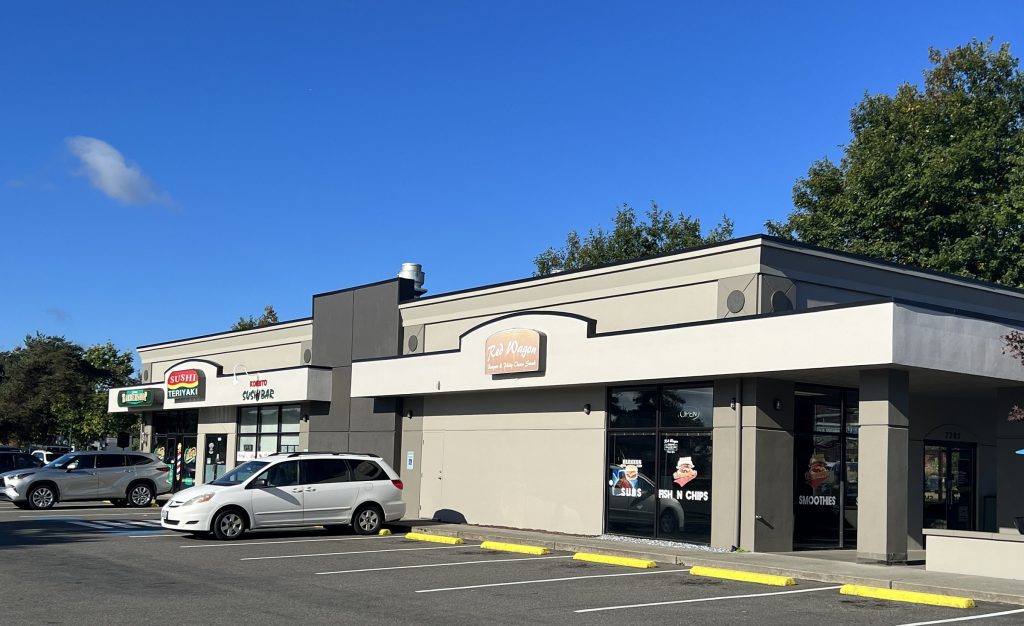 strip mall-type buildings at the Port of Olympia