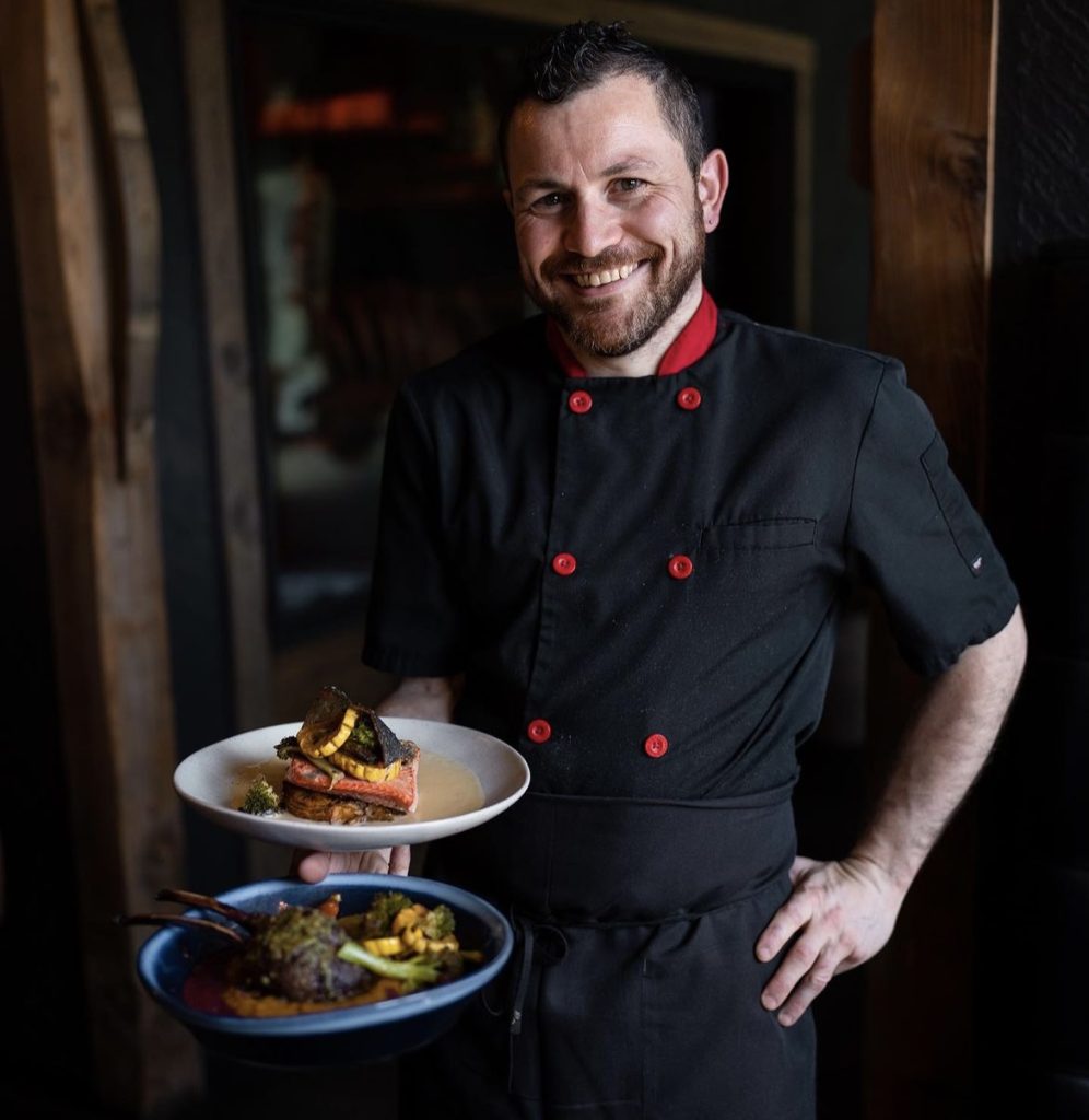 Chef Mikael Besnier-Bautista is Ricardo's Kitchen and Bar executive chef posing with a few signature dishes.