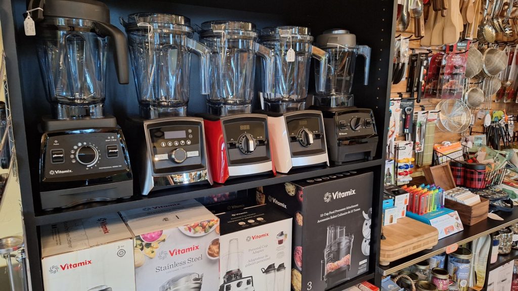 Vitamix blenders on a shelf at The Rolling Pin