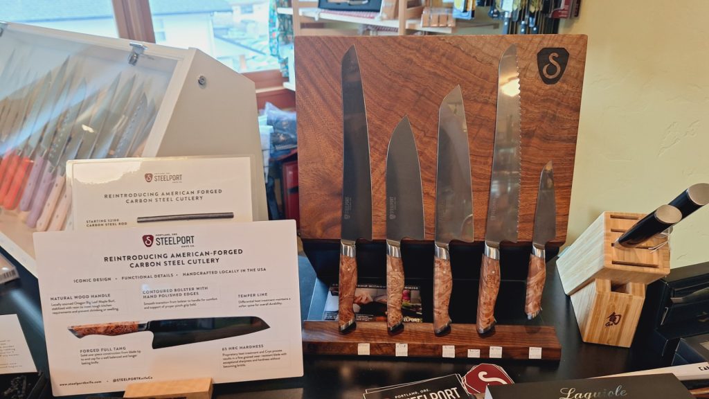a knife set on display at The Rolling Pin
