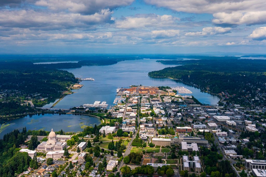 aerial of the Port of Olympia
