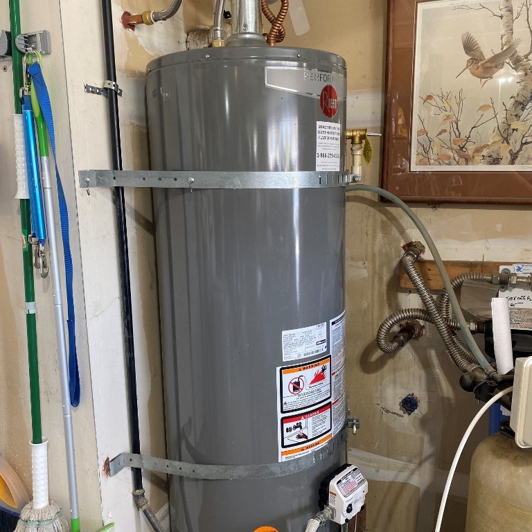 gas water heater against a wall