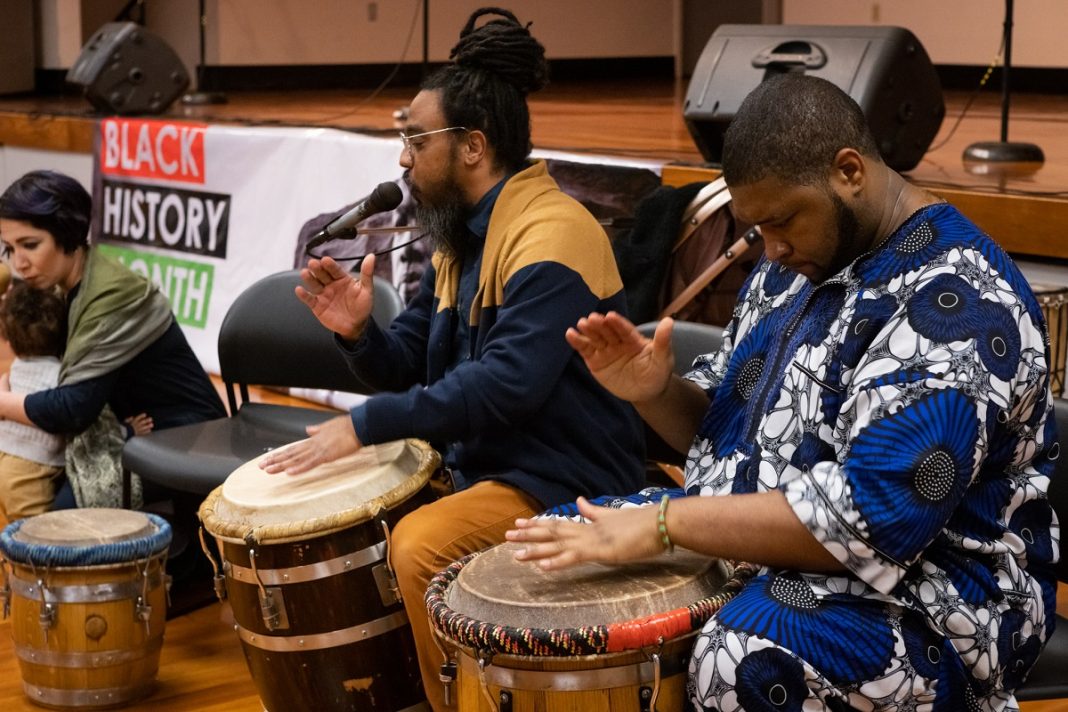 Black drummers in a large gyrm