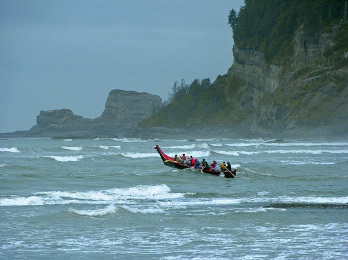 people in a canoe on the South Puget Sound