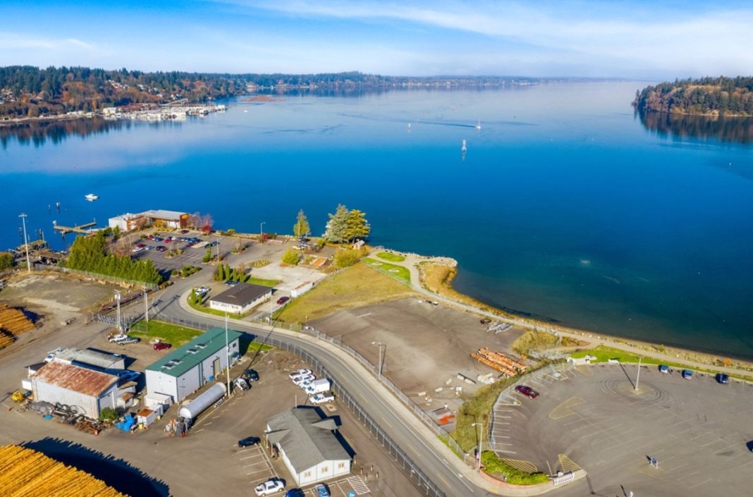 aerial view of the port of olympia