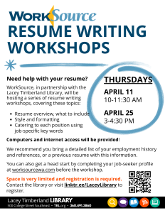 WorkSource Resume Writing Workshop @ Lacey Timberland Library