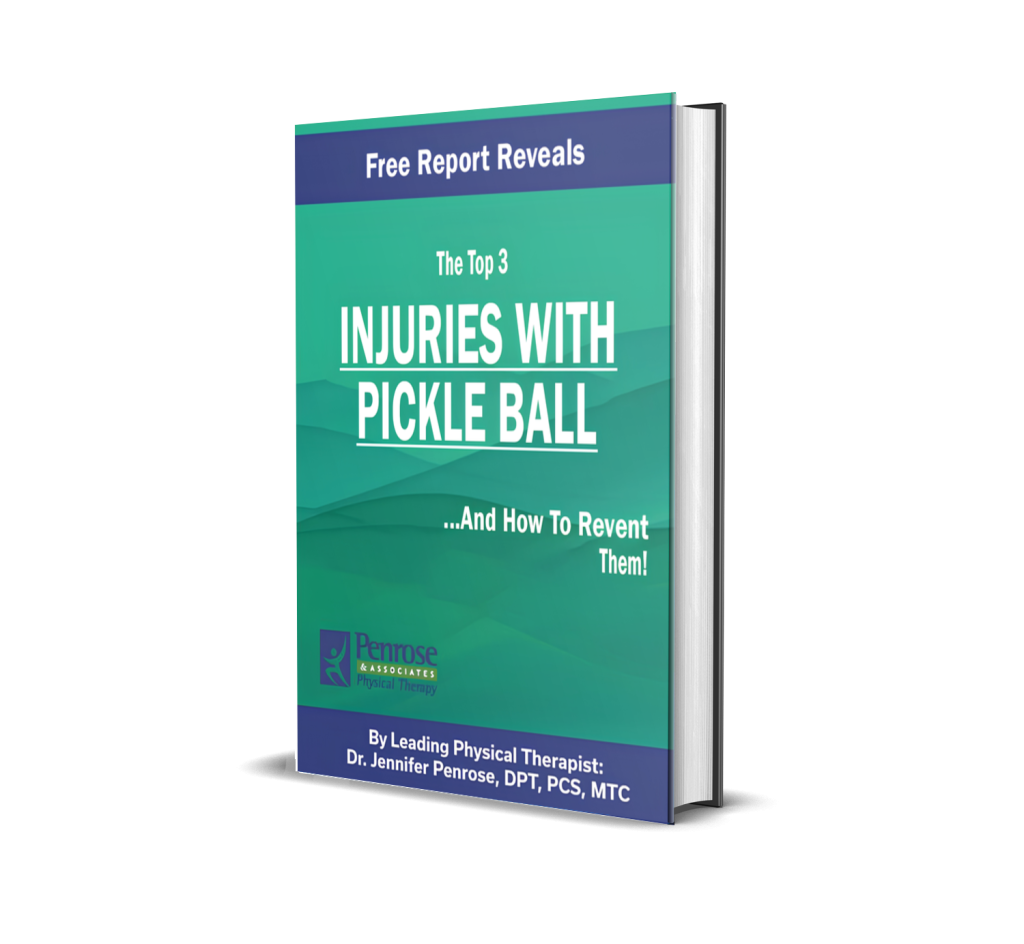 a hardback book with  green and blue cover that says "Injuries with Pickleball"
