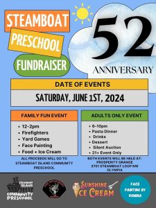 Steamboat Island Community Preschool 52nd Anniversary Dinner and Silent Auction Fundraiser @ Prosperity Grange