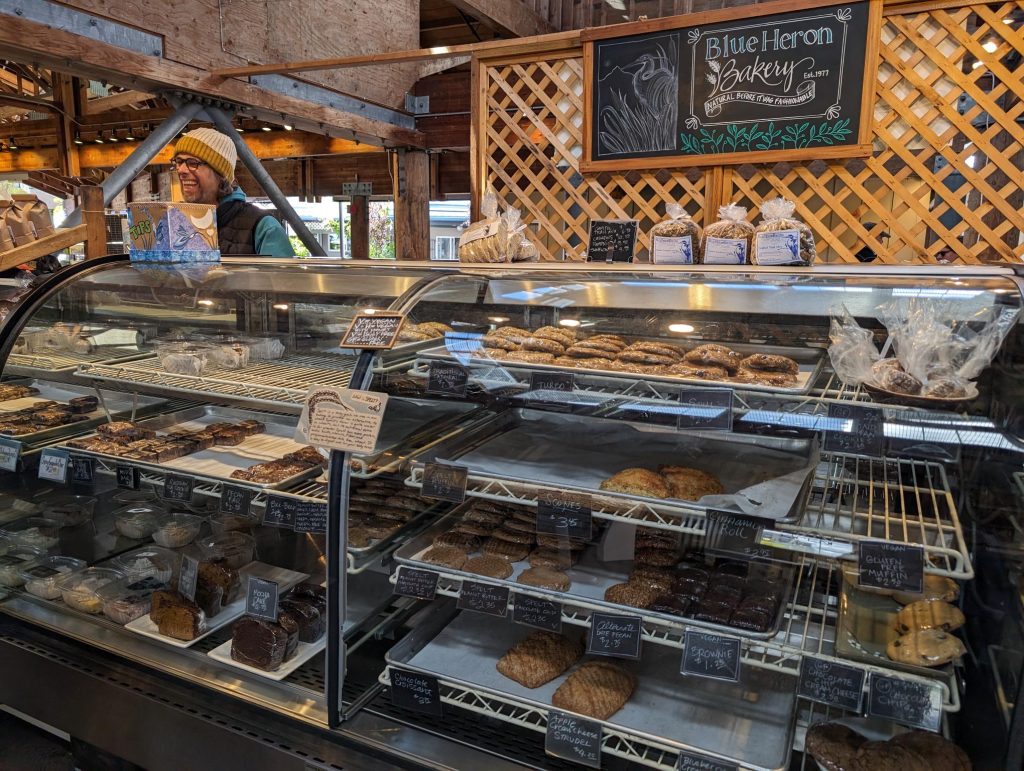 Blue Heron Bakery display cases full of baked goods