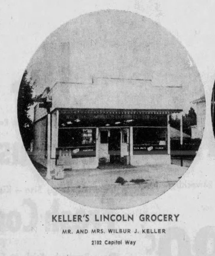black and white photo from a darigold ad showing the Lincoln Grocery