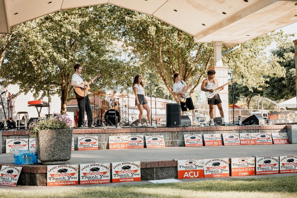 a band performs on a stage