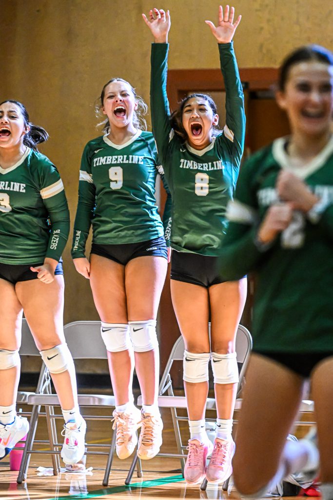 girls playing volleyball