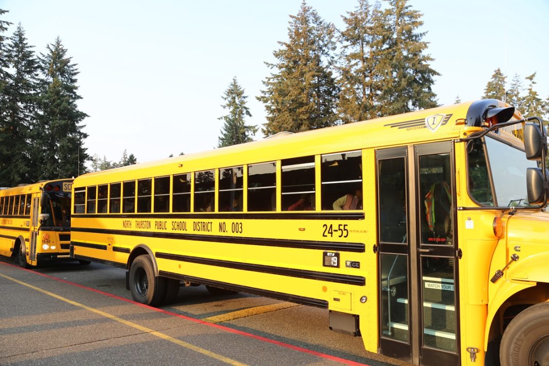 yellow school buses parked on pavement