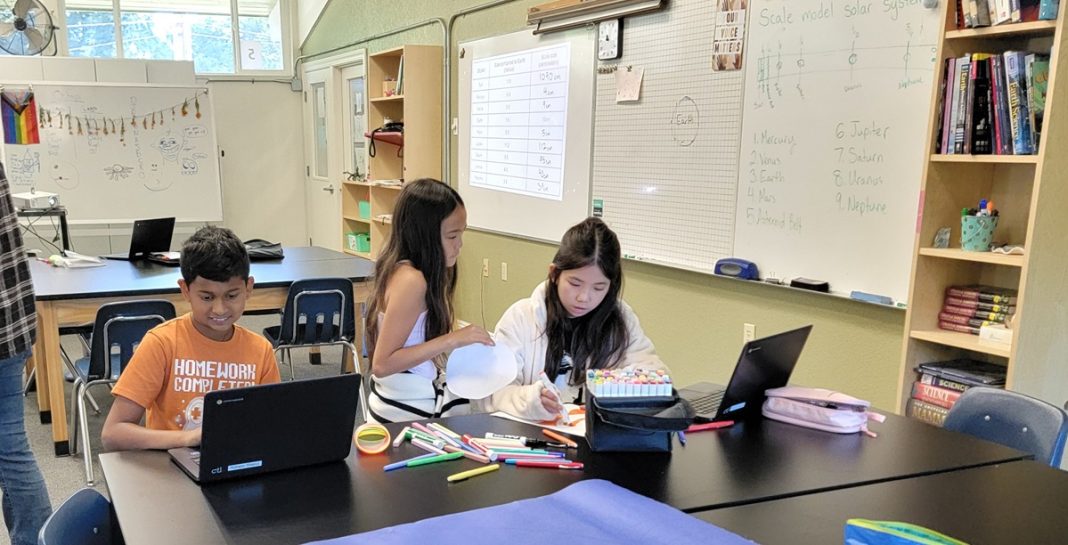 6th Graders work on a project in Earth and Space Science at NOVA Middle School