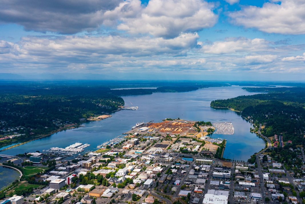 aerial view of the Port of Olympia