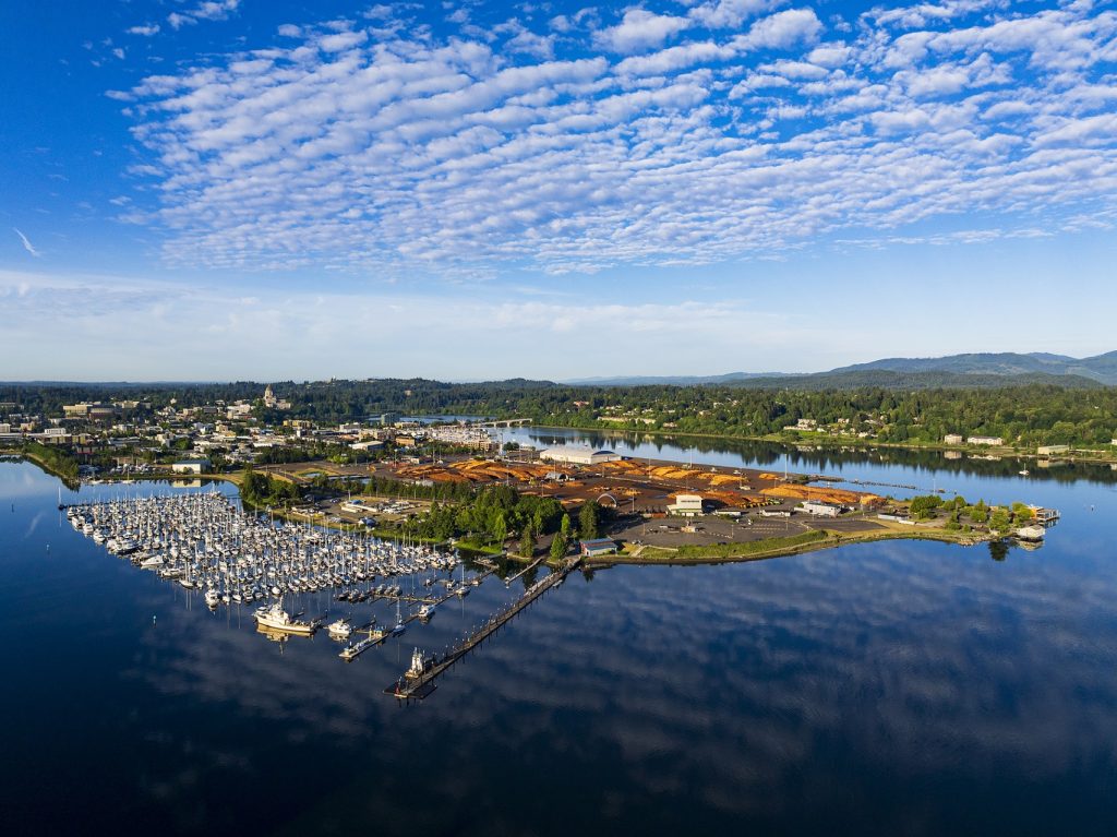 aerial view of the Port of Olympia
