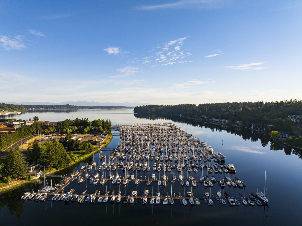 aerial view of the Port of Olympia