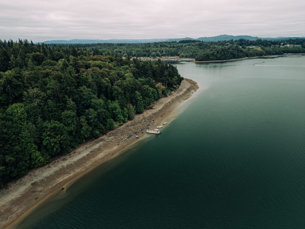 aerial view of the sound shoreline