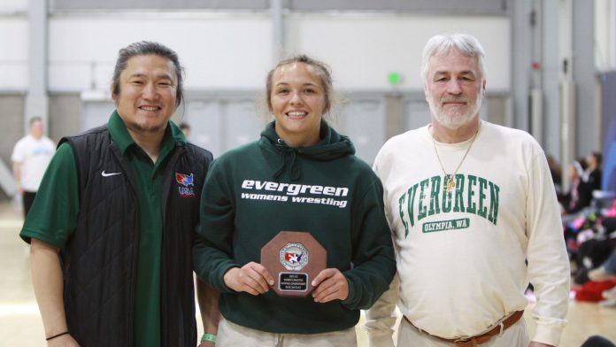 The evergreen state college Shannon Workinger with Coaches 2 4-5-2025