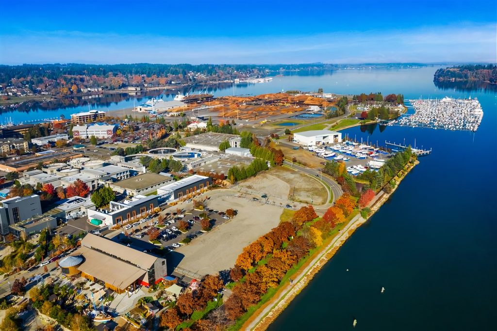 aerial photo of the Port of Olympia