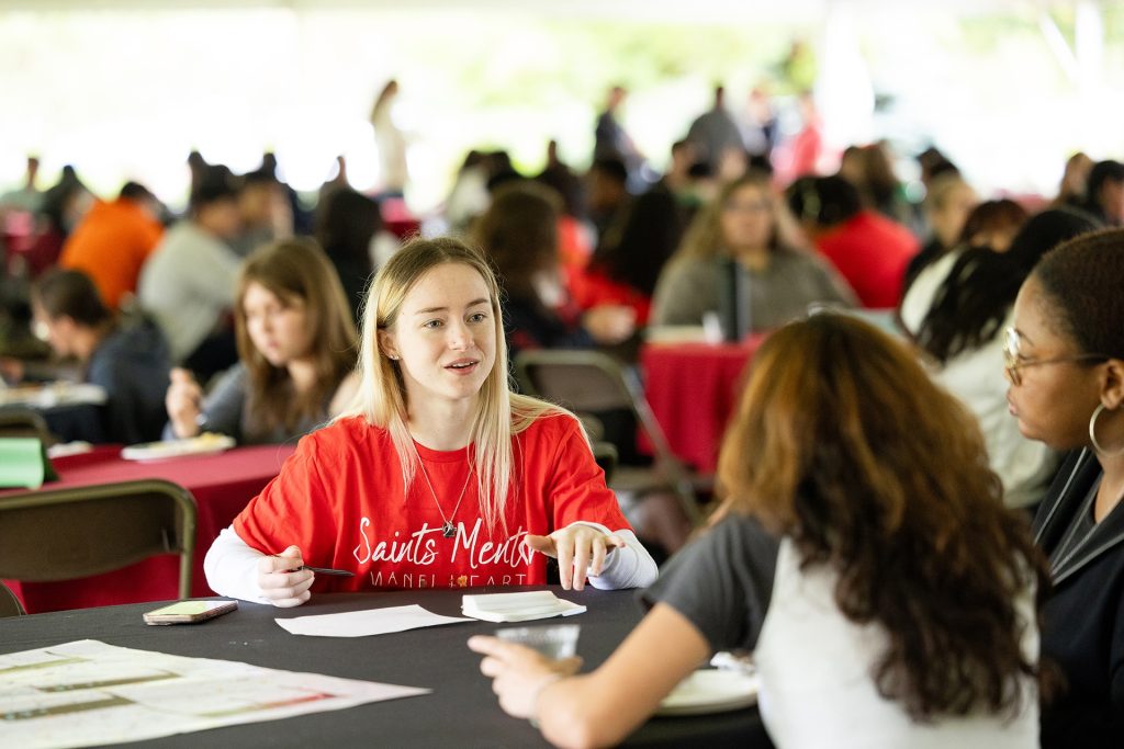 Saints mentor with heart a program designed to help students navigate their goals and challenges and help access resources on campus.