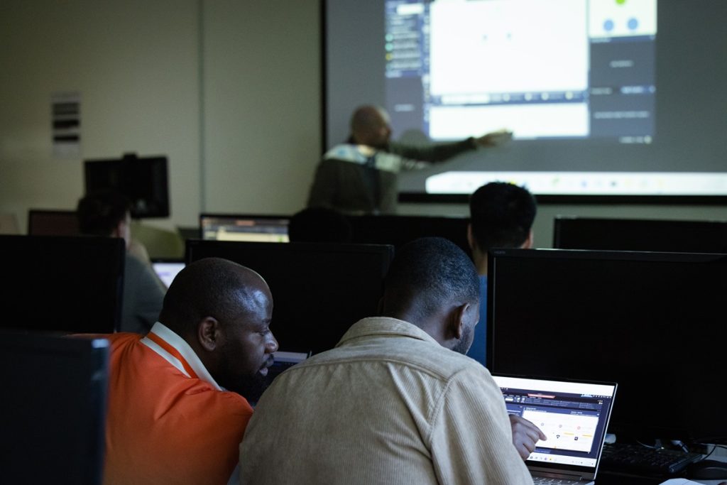 Farzin Bahador teaching Ethical Hacking in the Panowicz computer lab. 
Course Description: CSC 395 Ethical Hacking Course, during the Spring Semester, students working on their BSc in Cybersecurity Degree program. 