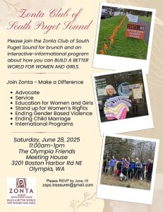 Zonta of South Puget Sound Club Informational Brunch @ Olympia Friends Meeting House